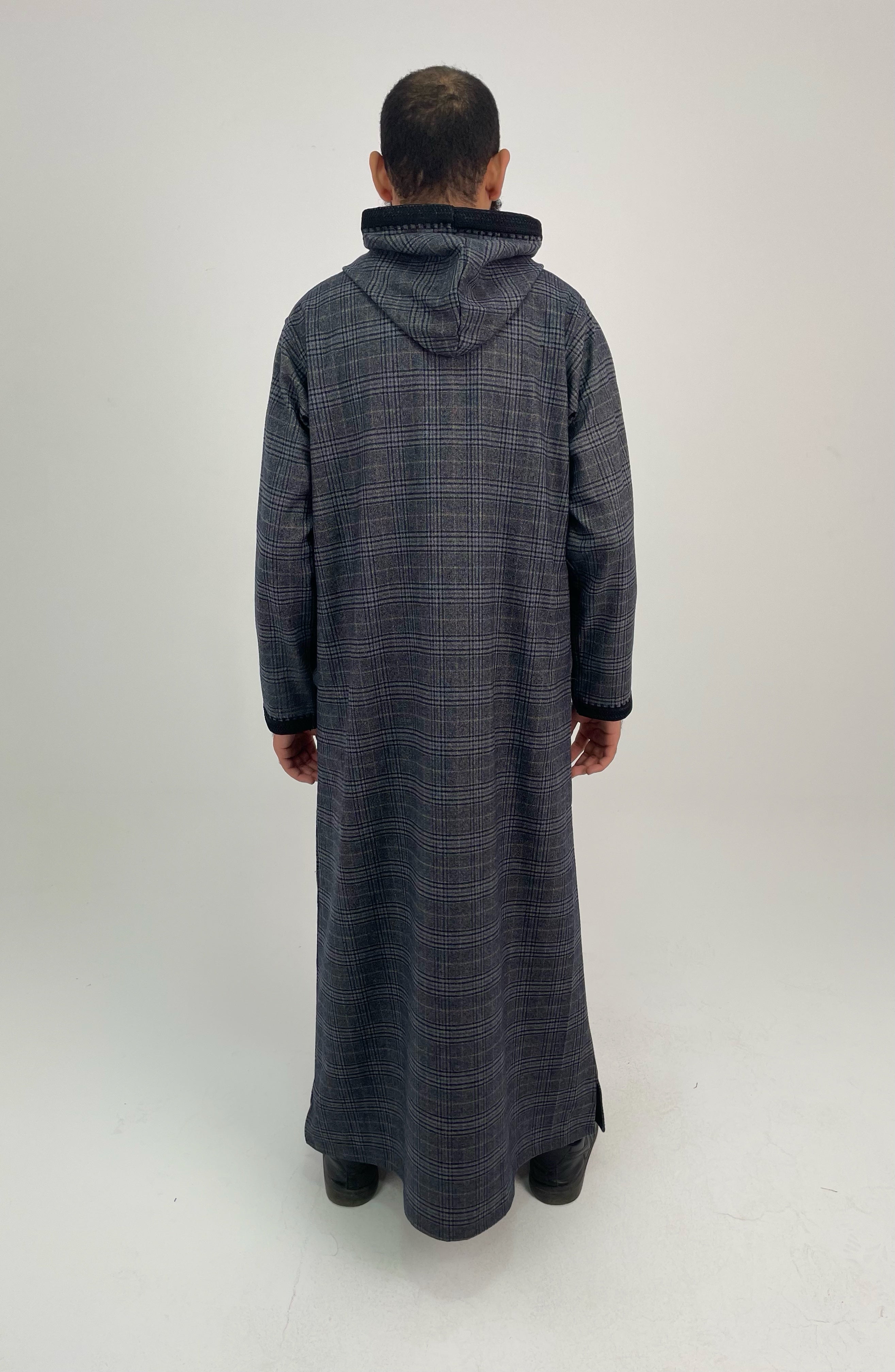 Aseel striped dark gray moroccan thobe
