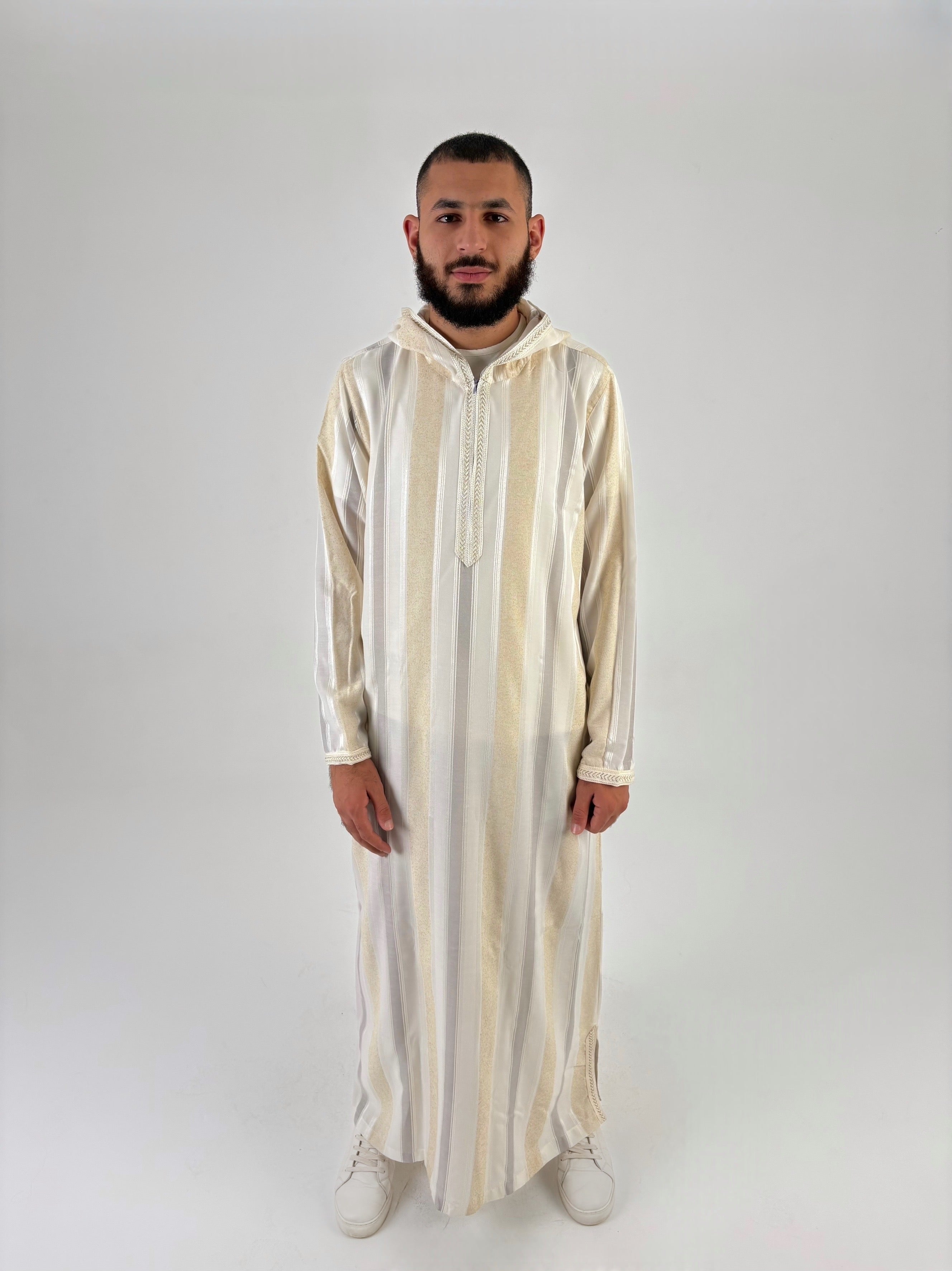 Striped beige moroccan thobe