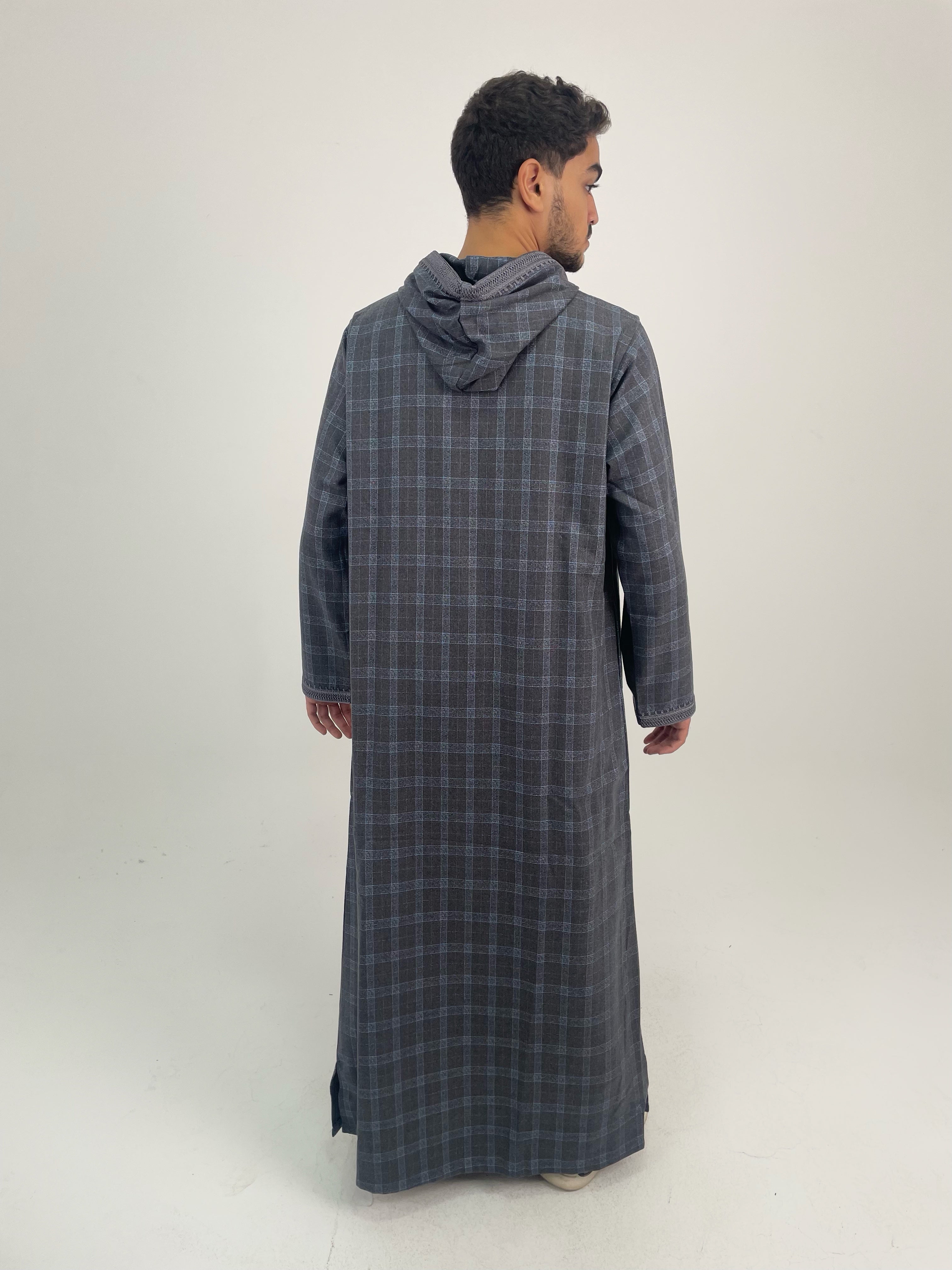 Aseel striped gray moroccan thobe