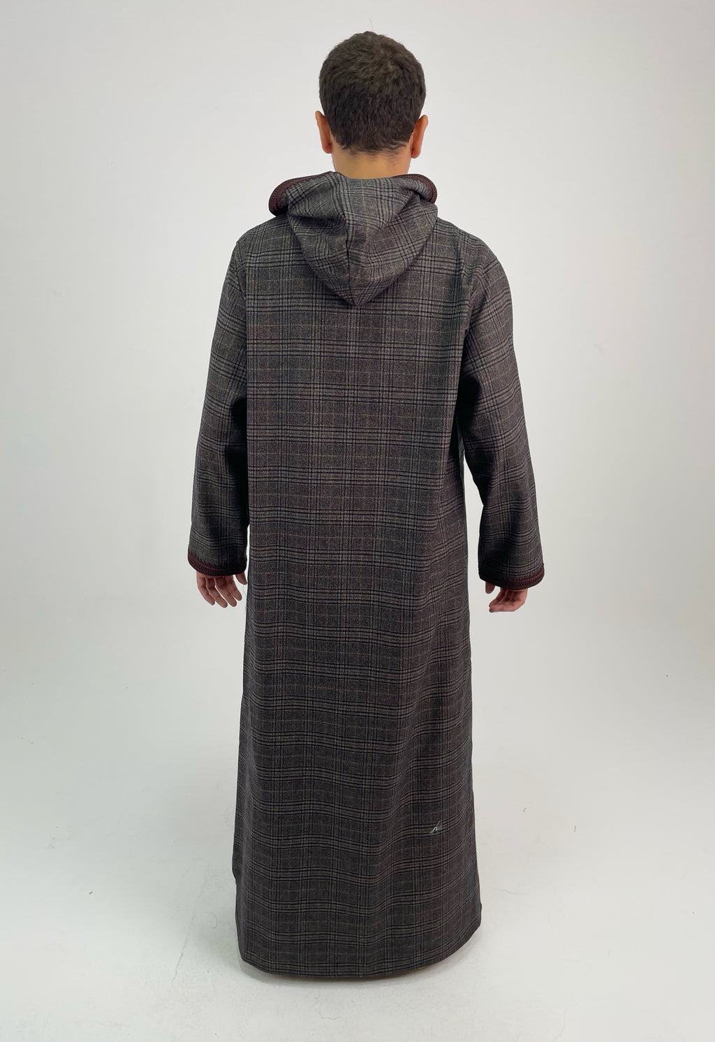 Aseel striped brown moroccan thobe