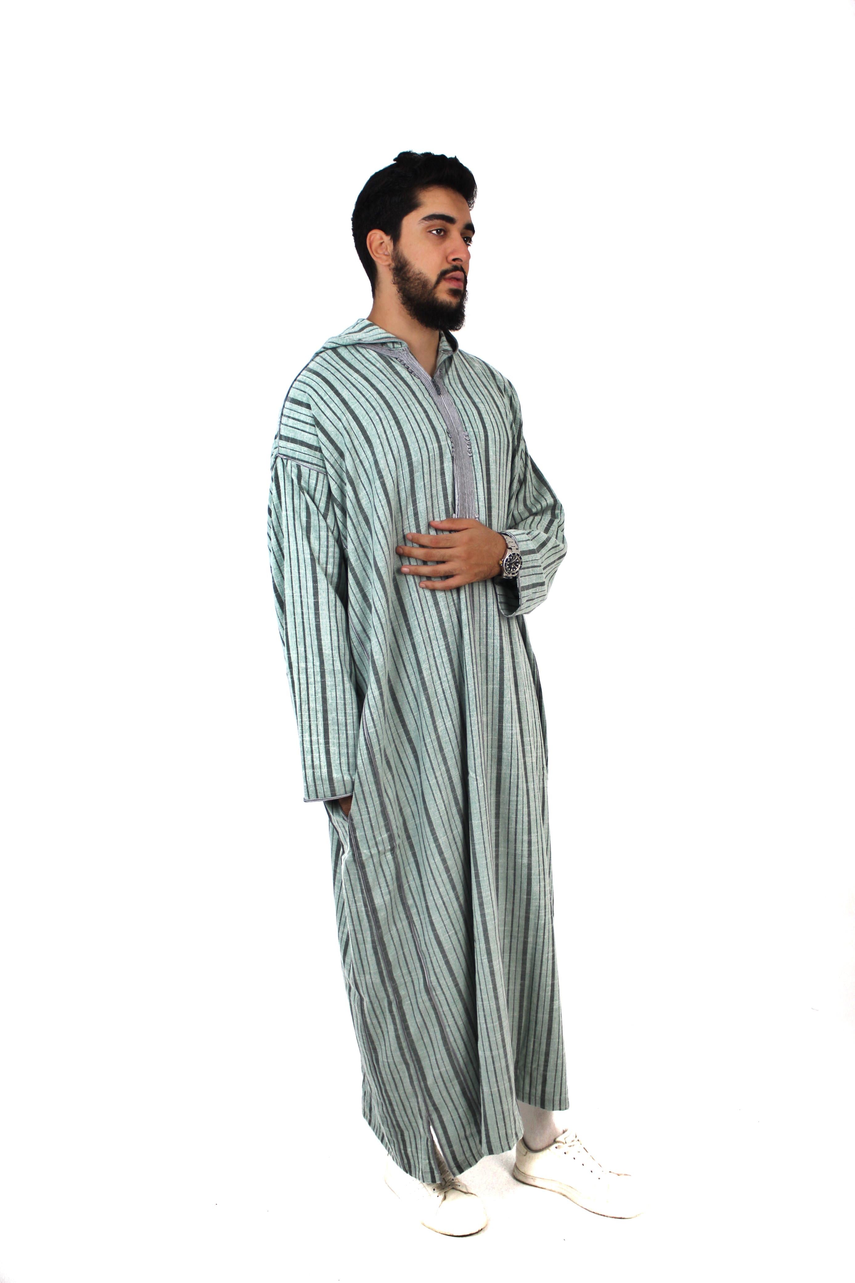 Striped green moroccan thobe