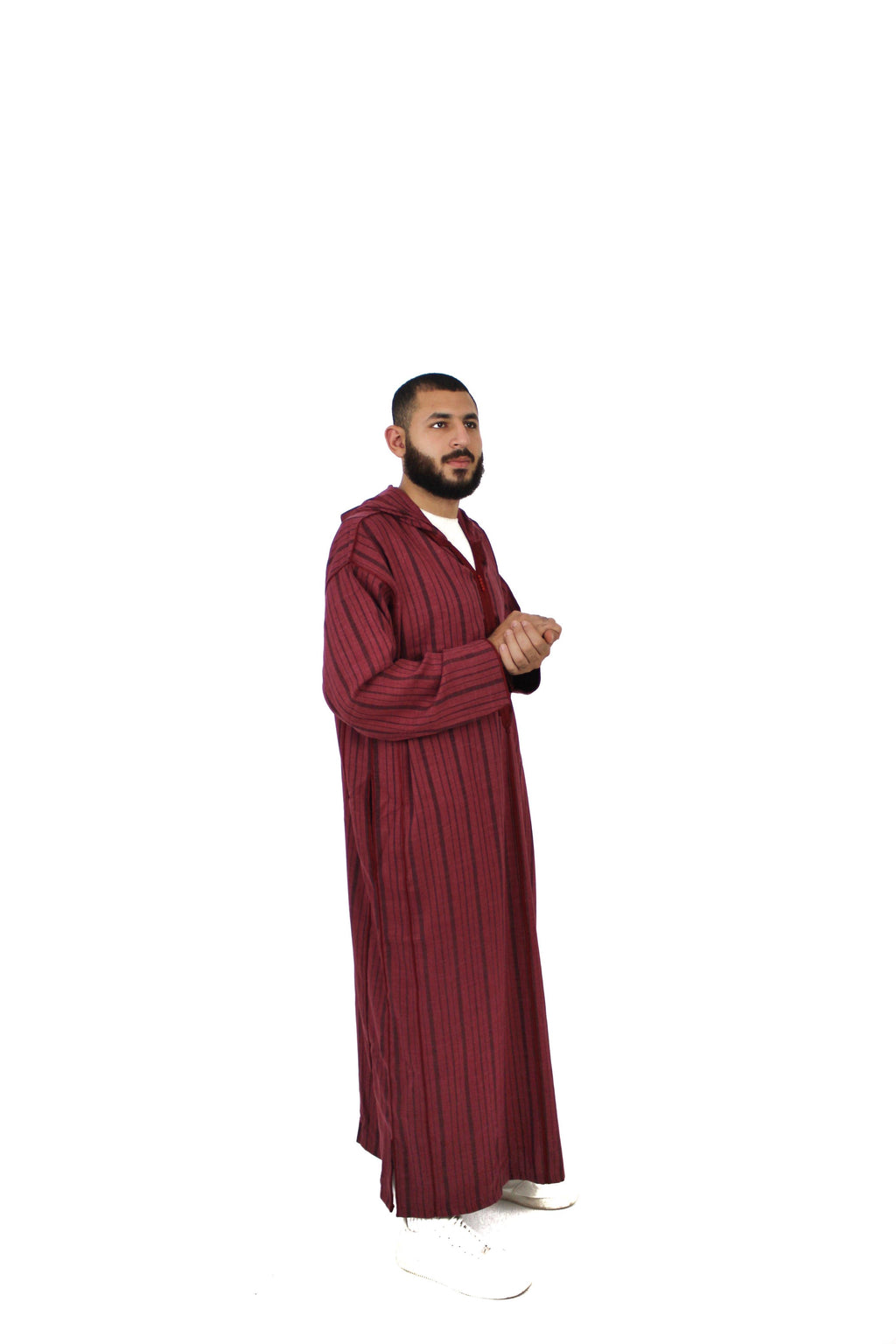 Striped burgundy moroccan thobe