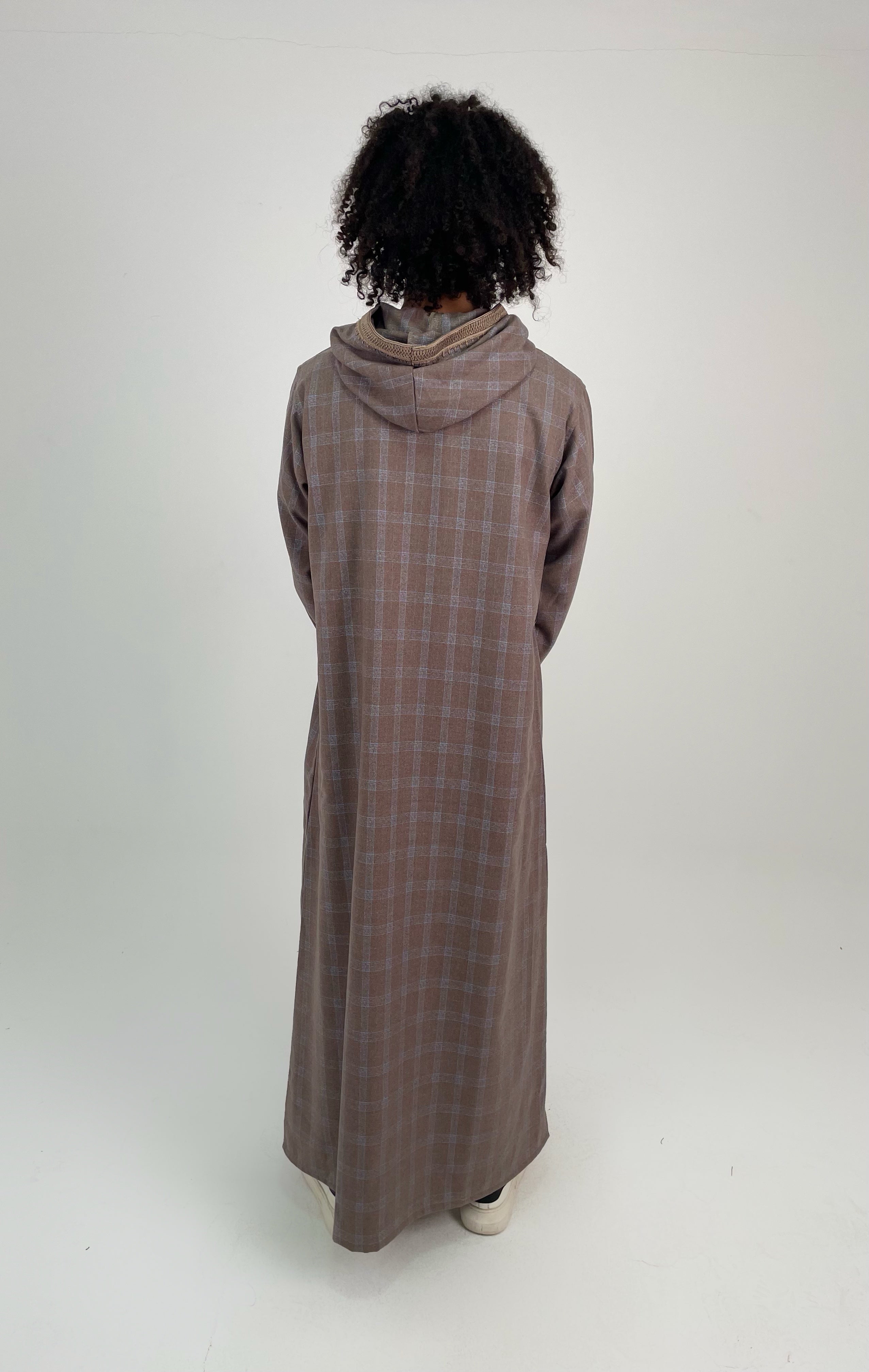 Aseel striped burgundy blue moroccan thobe