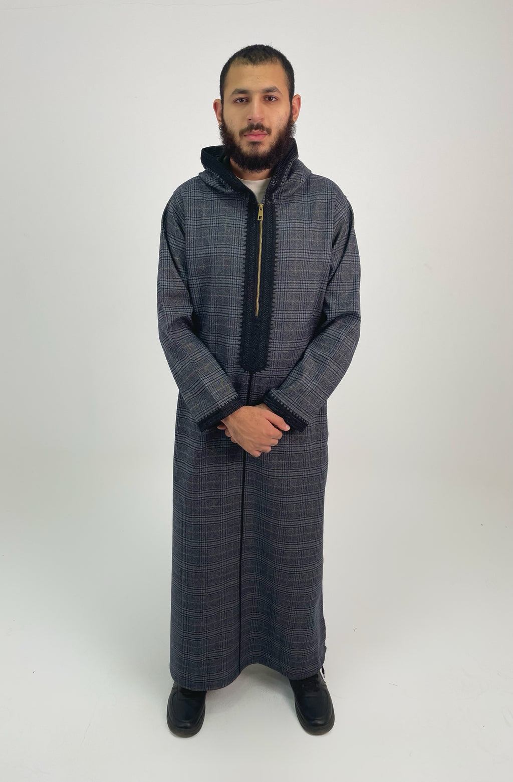 Aseel striped dark gray moroccan thobe