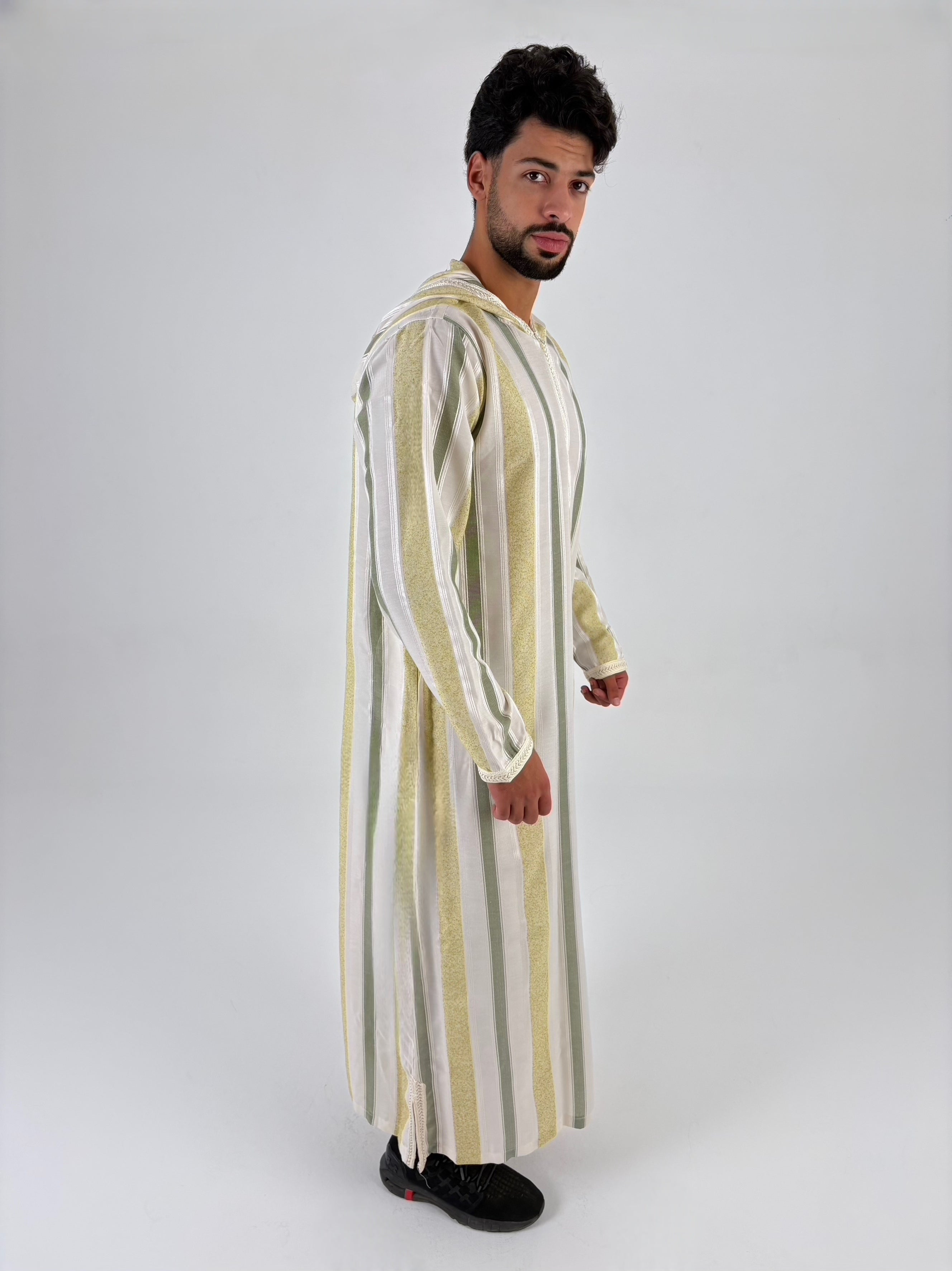 striped green moroccan thobe