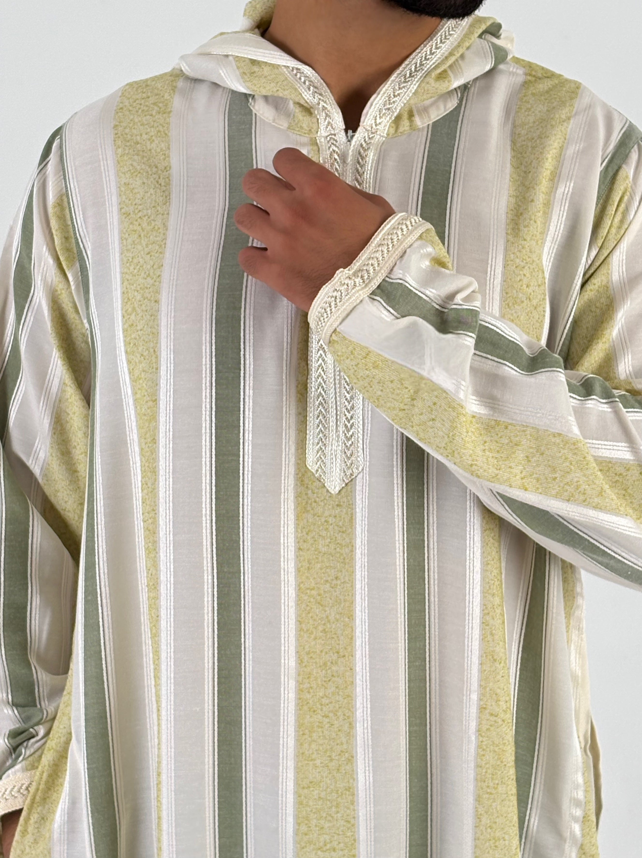striped green moroccan thobe