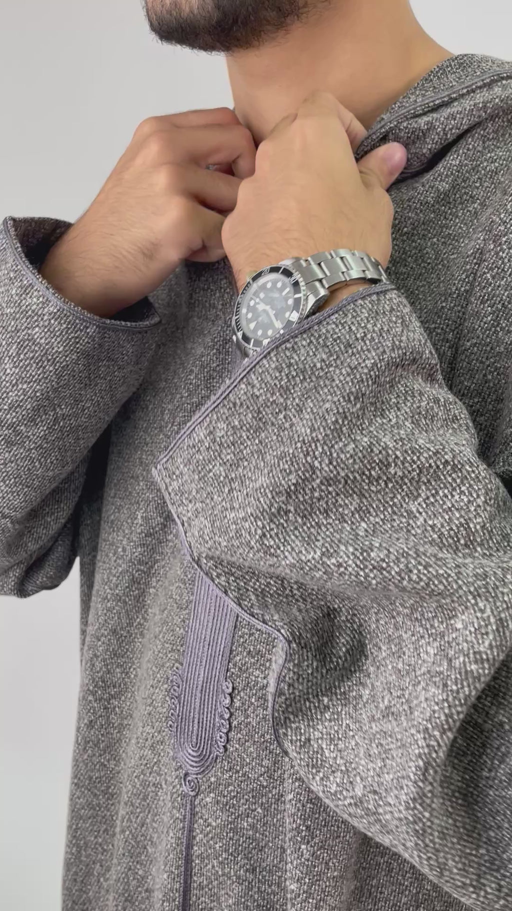 Aseel winter moroccan gray thobe