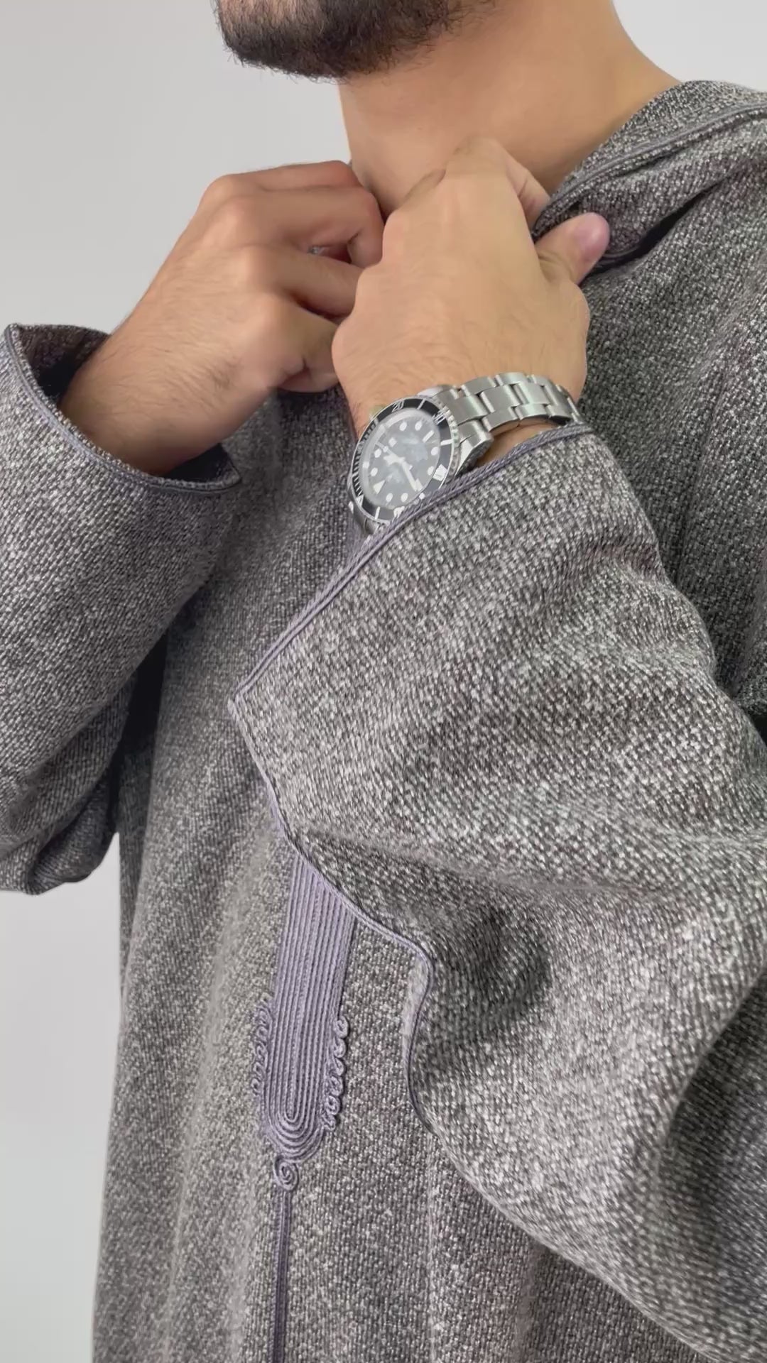 Aseel winter moroccan gray thobe